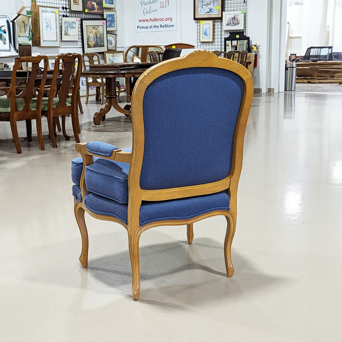 Blue French Provincial Style Armchair - Habroc - Online ReStore