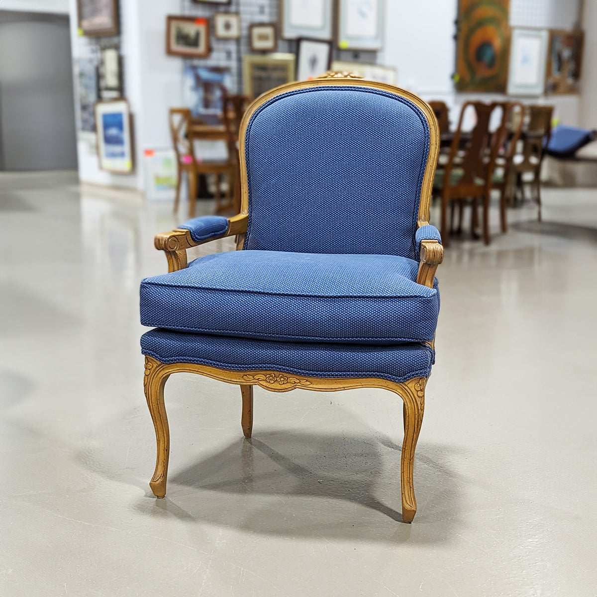 Blue French Provincial Style Armchair - Habroc - Online ReStore