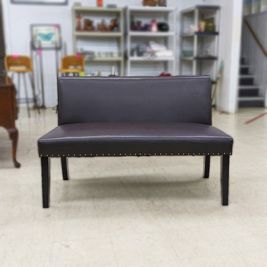 Brown Faux Leather Bench - Habroc - Online ReStore