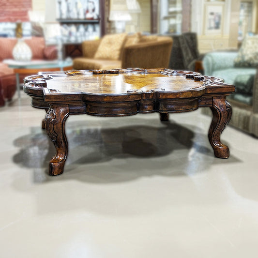 Carved Square LARGE Burlwood Coffee Table