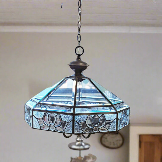 Clear Stained Glass Chandelier - Habitat Oakland ReStores