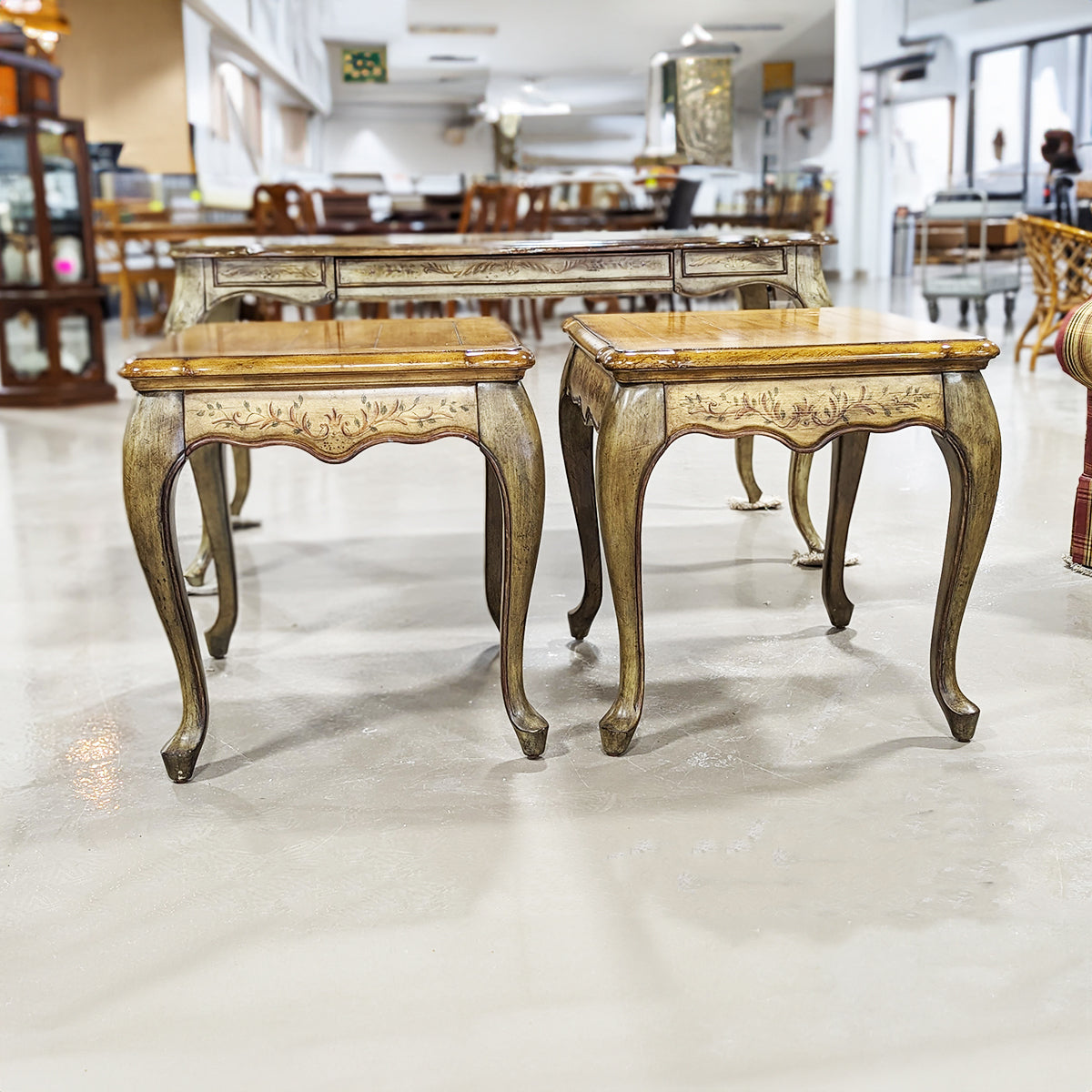 SET Faux Hand Painted Console, Pair End, Coffee Tables (Sold Separately) - Habroc - Online ReStore