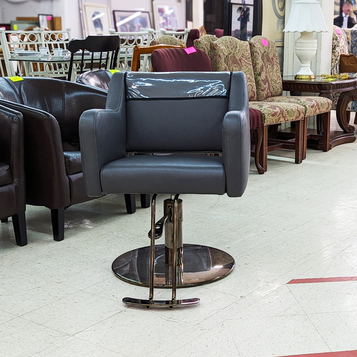 Gray Salon Chair Barber Chair - Habroc - Online ReStore