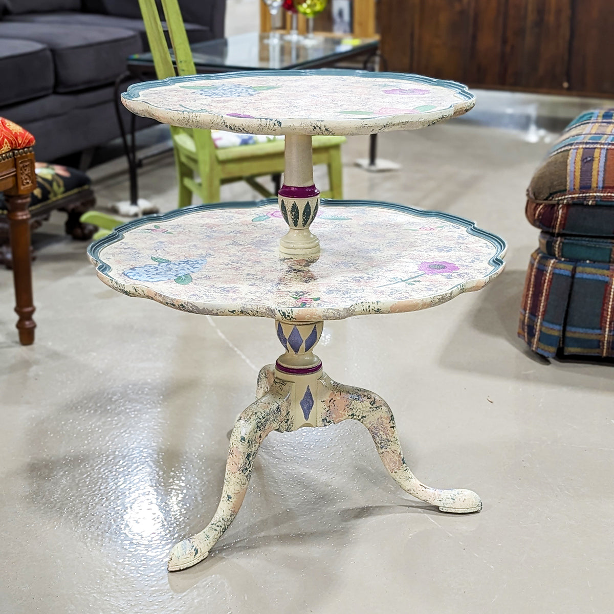 Hand Painted Two Tray Servant Table - Habroc - Online ReStore