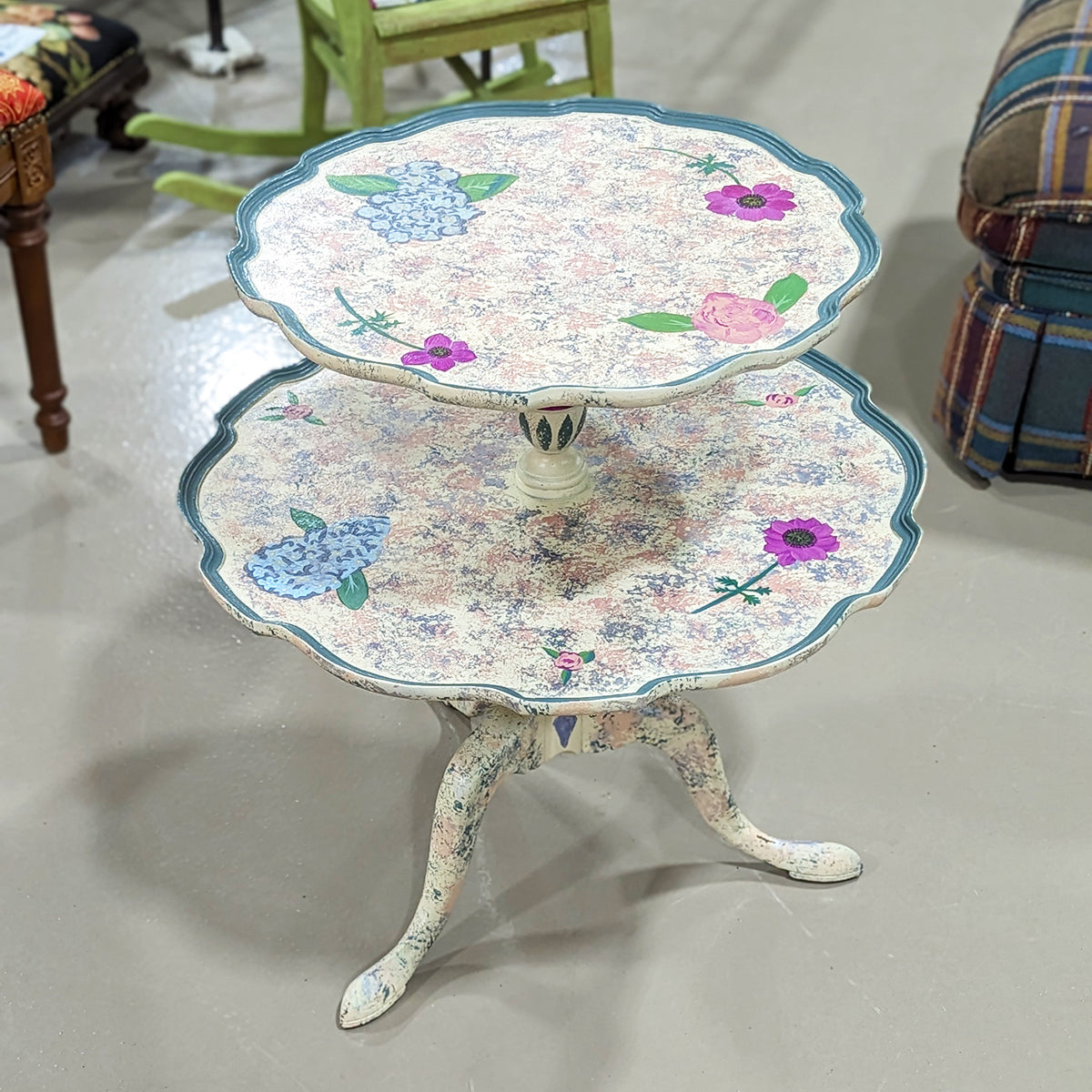 Hand Painted Two Tray Servant Table - Habroc - Online ReStore