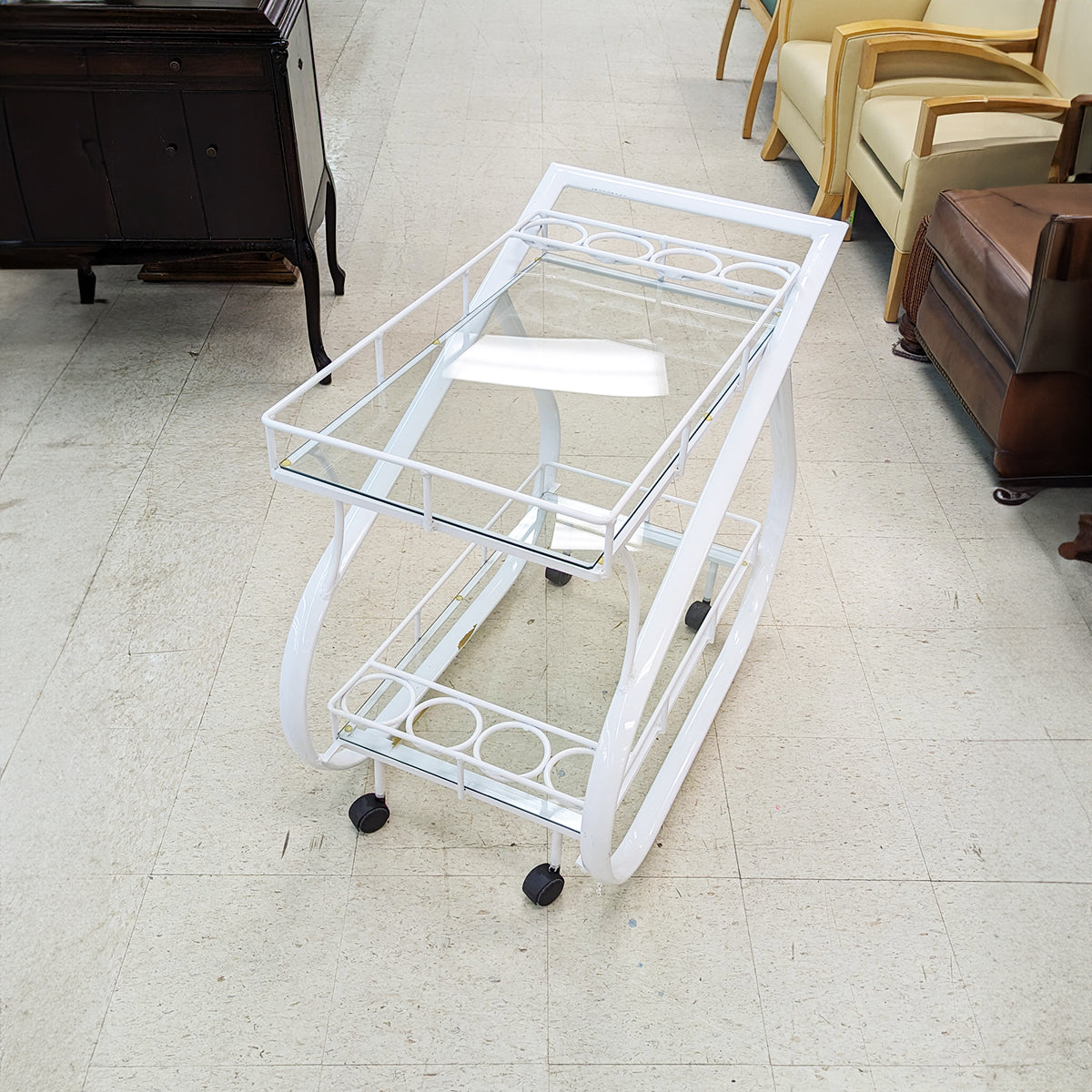Modern White Metal Bar Cart - Habroc - Online ReStore