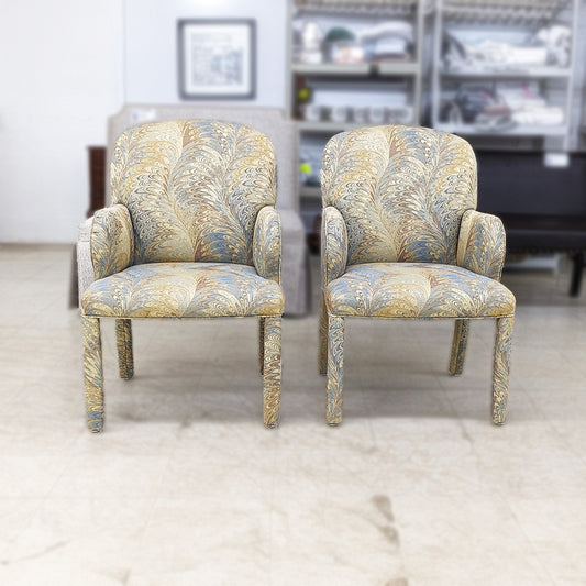 PAIR Earthy Peacock Armchairs (Sold Separately)