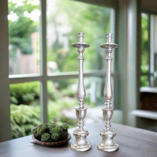 PAIR Tall Silver Candlesticks