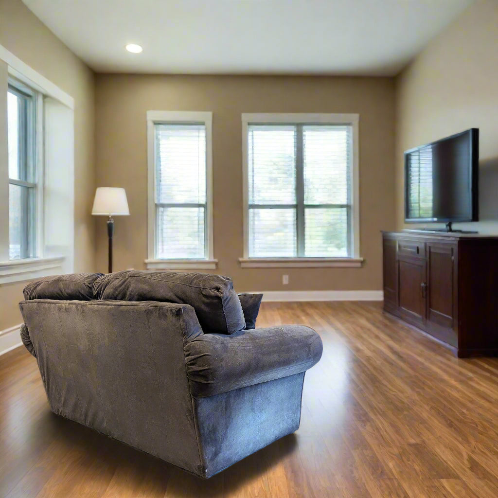 Plush Brown Loveseat Rear View