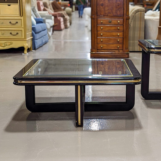 RESERVED for ELL Black Lacquered Wood Coffee Table - Habroc - Online ReStore