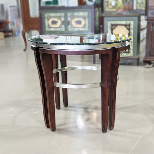 Round Glass Top Side Table - Habitat Oakland ReStores