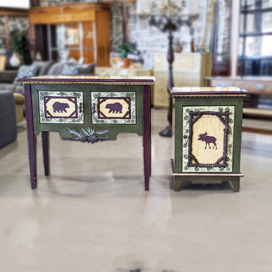 Rustic Bear Moose Credenza & End Table (Sold Separately)