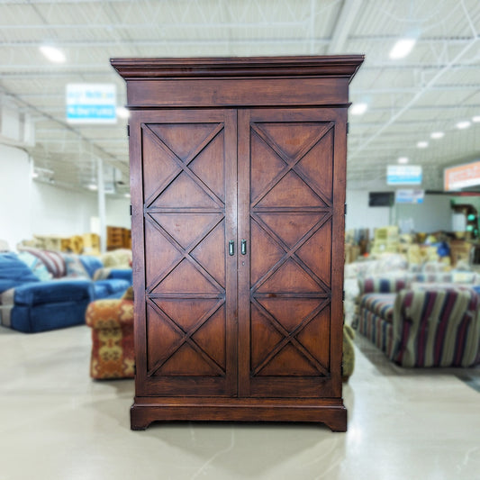 Rustic Stained Wood Media Armoire - Habroc - Online ReStore