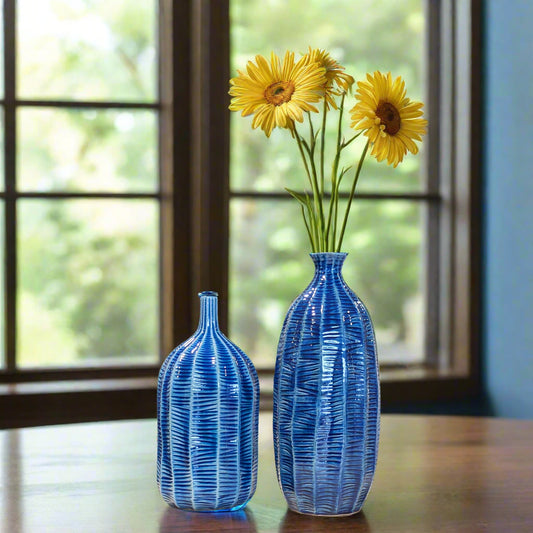 SET 2 Blue Bixby Style Vases