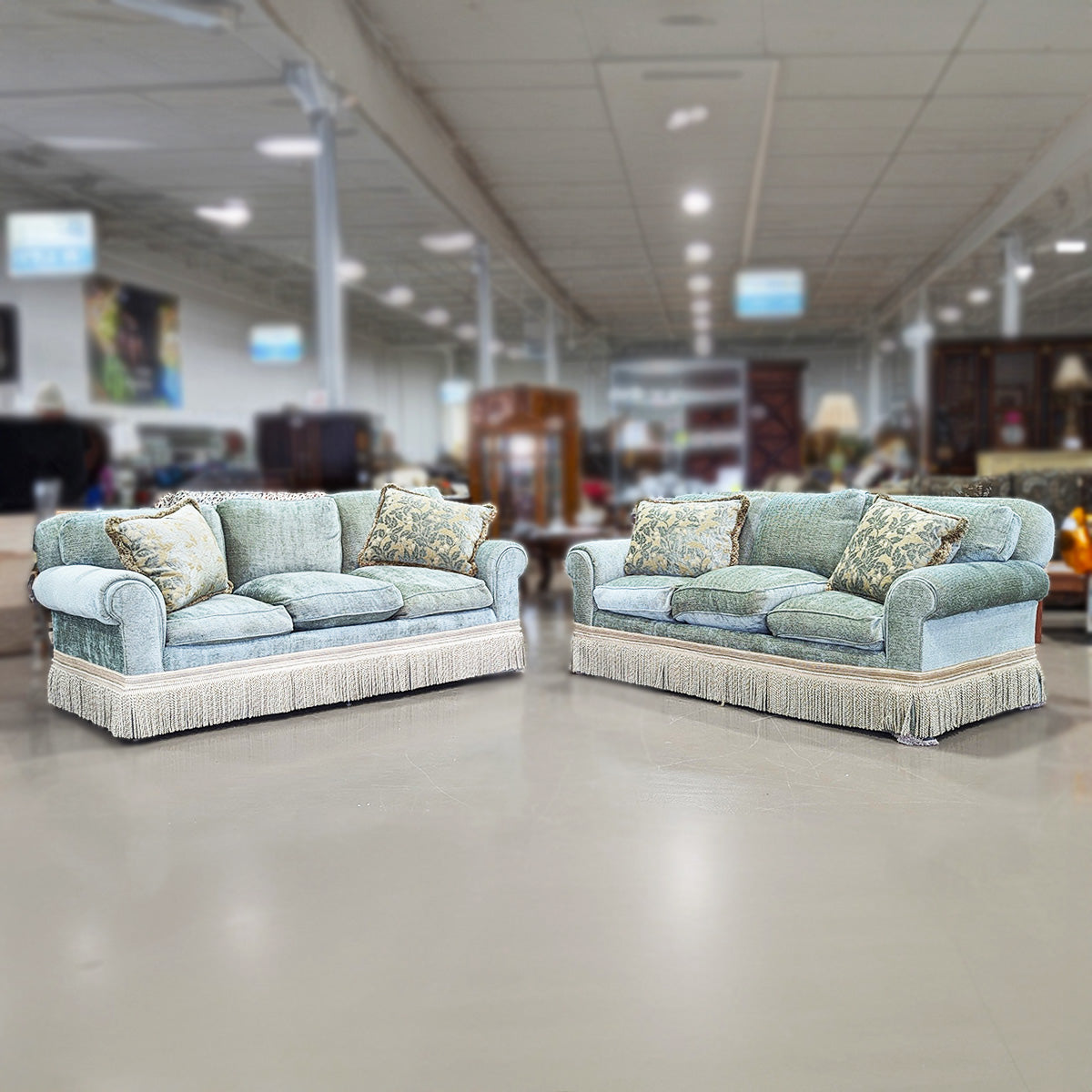 SET 2 Hickory Green & Gold Sofas (Sold Separately) - Habroc - Online ReStore