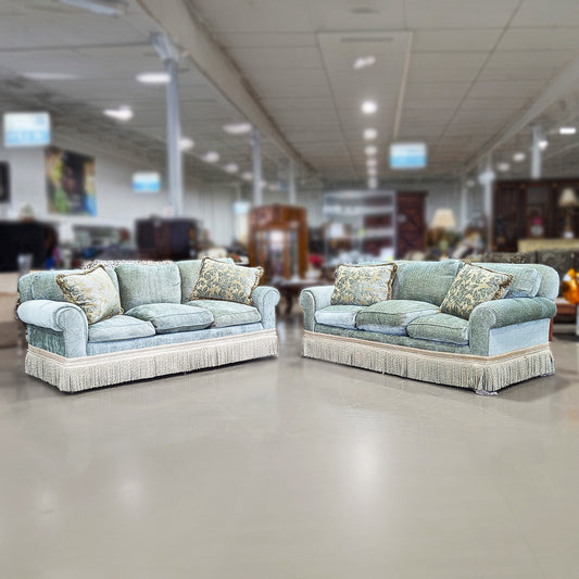 SET 2 Hickory Green & Gold Sofas (Sold Separately)