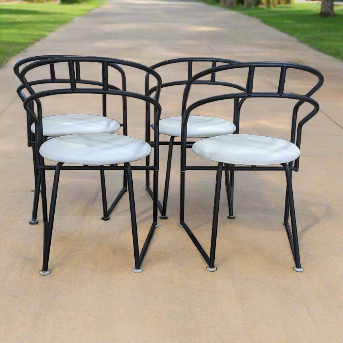 SET 4 Post Modern Black Metal Frame Dining Chairs by Cali-Style - Habitat Oakland ReStores