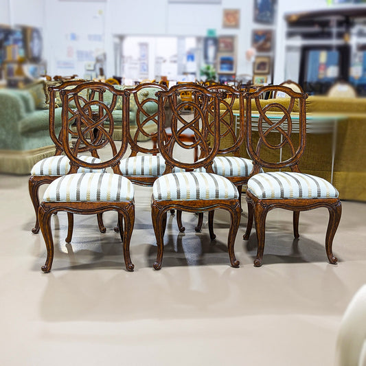 SET 6 Mahogany Striped Dining Chairs