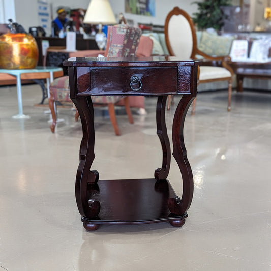 Two-Tier Dark Brown End Table w Drawer