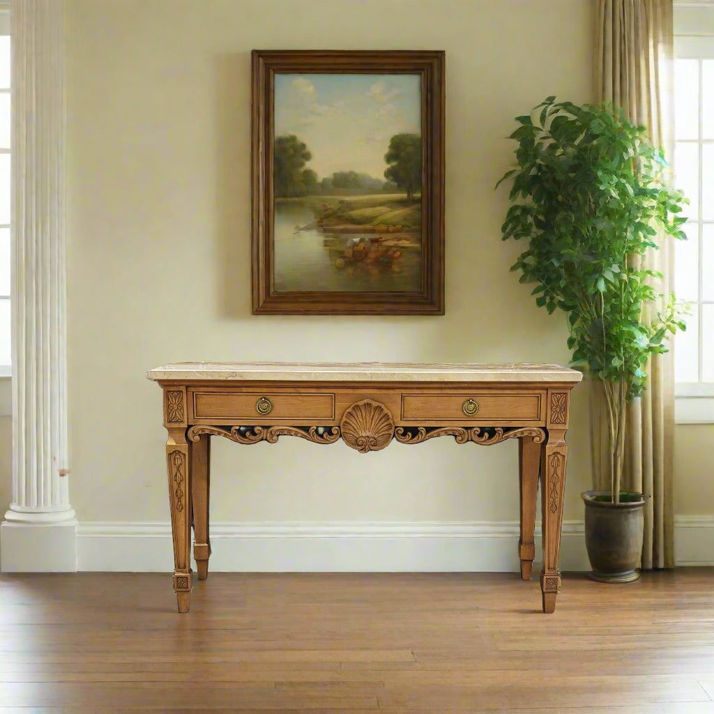 Vintage Century Furniture Marble Top Console Table