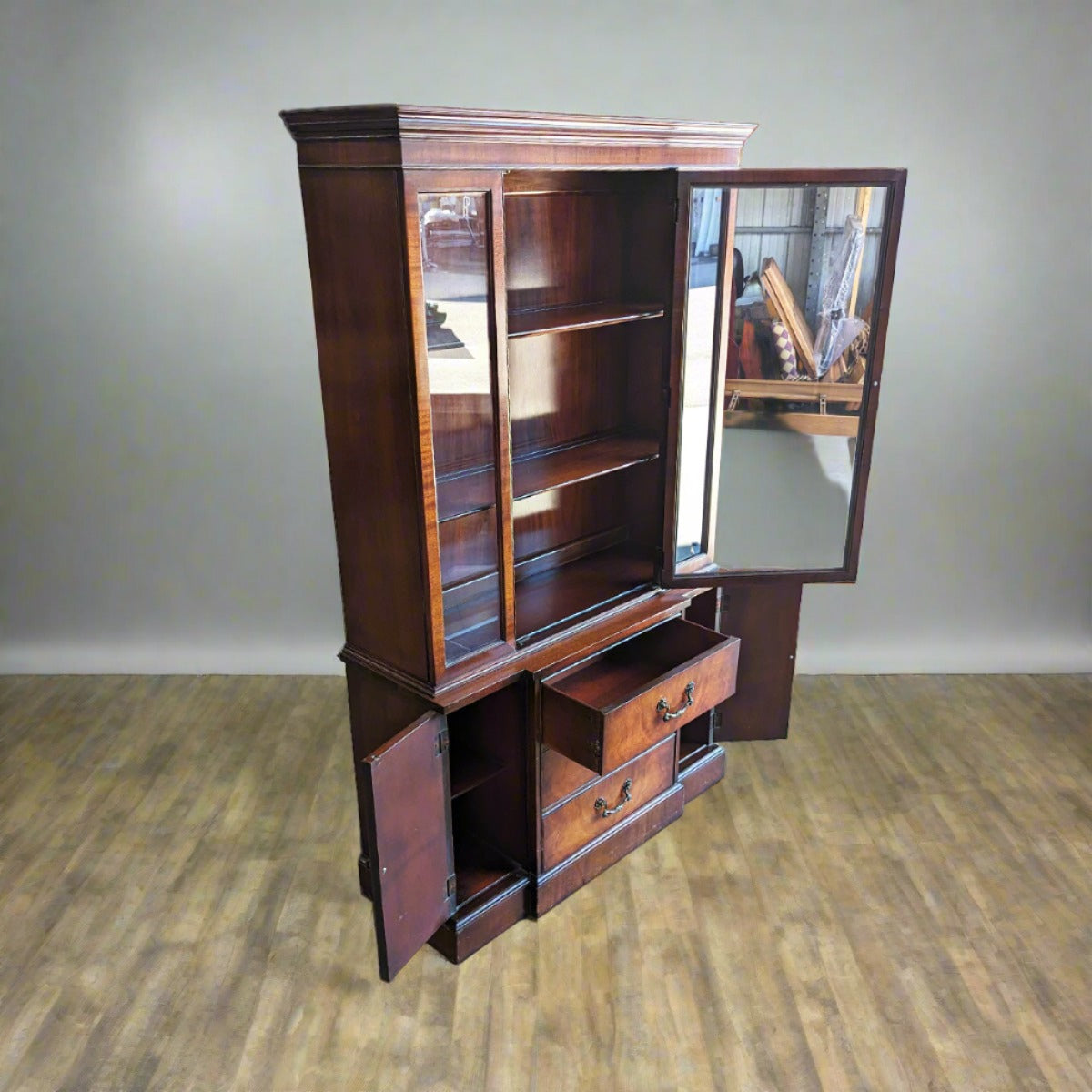 Vintage Mahogany China Cabinet w/3 Drawers - Habitat Oakland ReStores