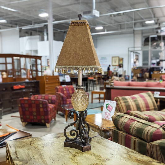 Wrought Iron Glass Table Lamp - Habroc - Online ReStore